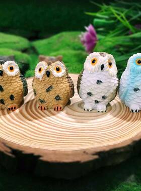 苔藓微景观创意绿植礼物zakka树脂 露脚猫头鹰 装饰摆件