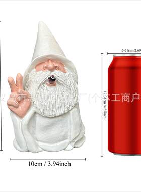 圣诞节跨境白色矮人抽烟竖中指吐舌头套装系列摆件装饰品树脂侏儒