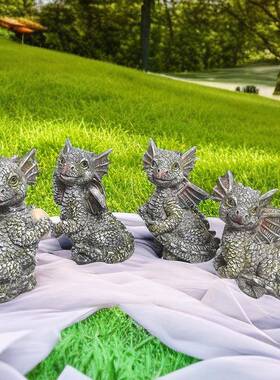 跨境新款花园四小龙卡通创意装饰品摆件户外庭院树脂工艺品摆件