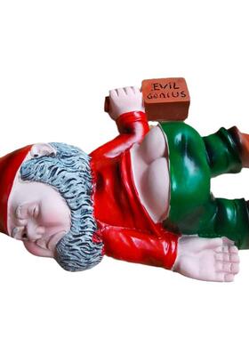 厂家直供跨境恶搞醉酒趴地侏儒老人室内外庭院装饰树脂雕塑工艺品