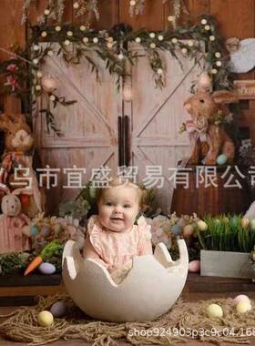 跨境新款 复活节蛋壳摇篮树脂摆件设计装饰婴儿摇篮可爱破碎蛋壳