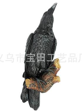 跨境独立站黑乌鸦的栖木墙雕塑墙面挂饰件树脂雕塑工艺品