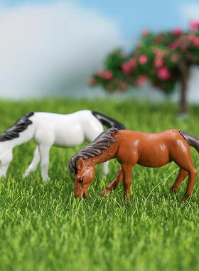 仿真迷你新款 骏马苔藓微景观装饰摆件 小马PVC公仔手办多肉装饰