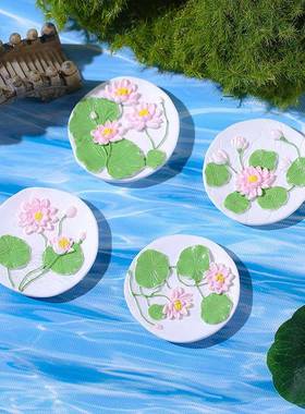 新款冰箱贴仿真莲花盘 树脂贴片家居创意磁吸装饰l旅游纪念品可爱