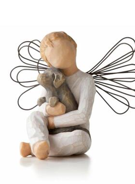 跨境新品情人节纯洁摆件树脂摆件仿木雕情侣亲密亲情摆件家居摆件