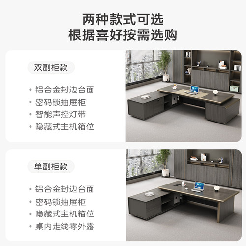 老板桌简约现代办公家具办公室桌经理办公桌轻奢高档老板桌椅组合 - 图2
