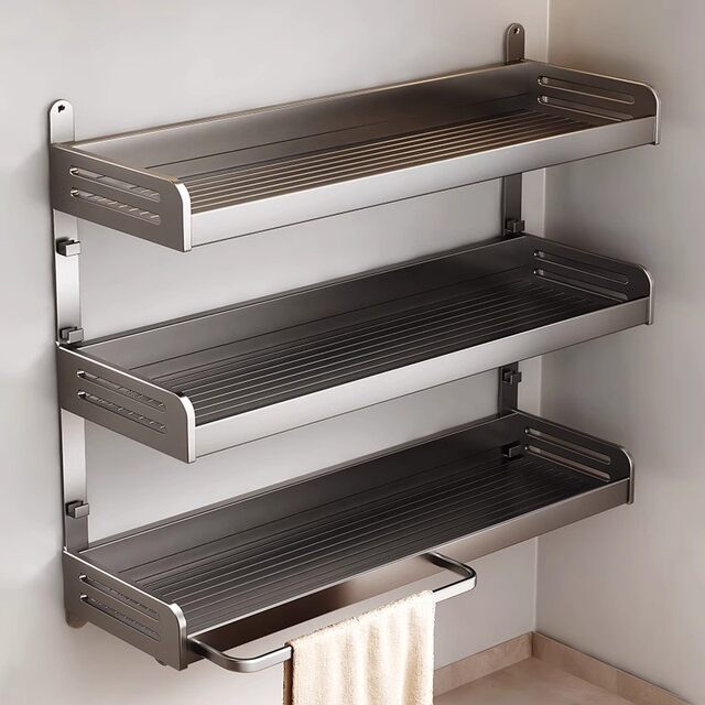 Space aluminum kitchen seasoning rack wall-mounted