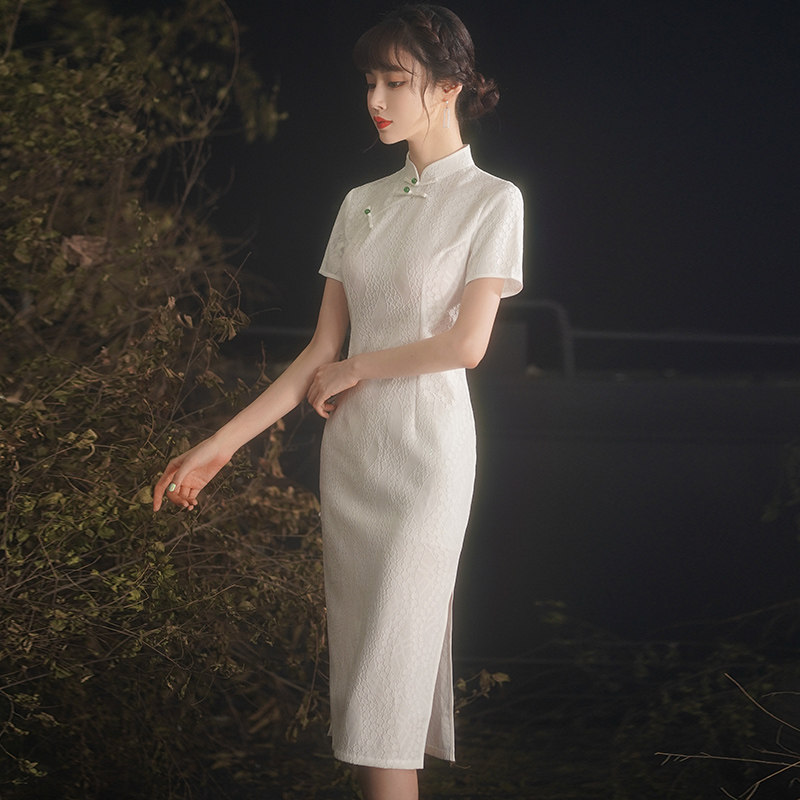 日常可穿改良旗袍2020年新款连衣裙 玫瑰纱旗袍