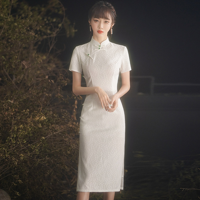 日常可穿改良旗袍2020年新款连衣裙 玫瑰纱旗袍