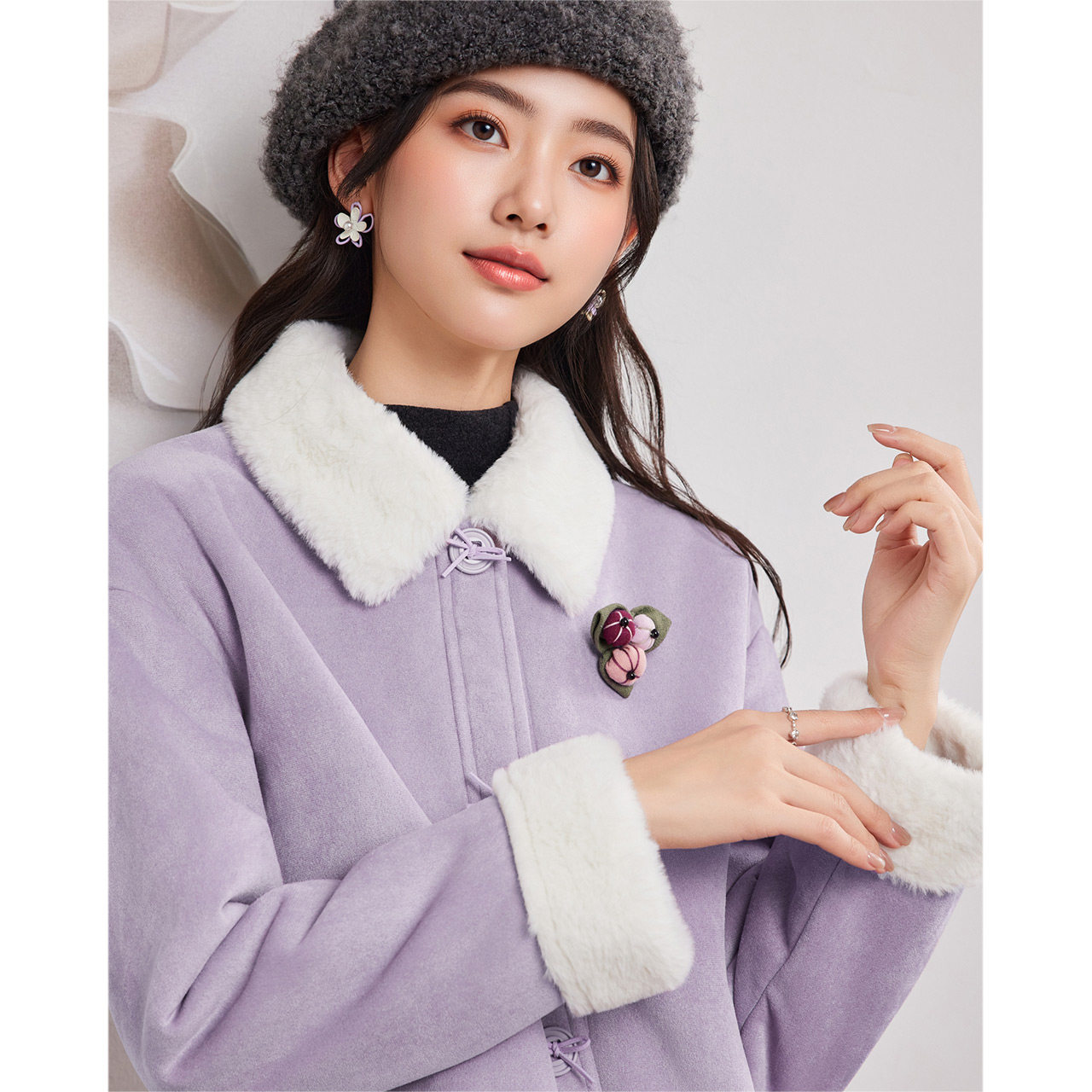 IEF/爱依服2025冬季新款粉色保暖时尚甜美百搭通勤女磨砂皮外套,淘宝优惠券,粉丝福利购,淘宝优惠卷