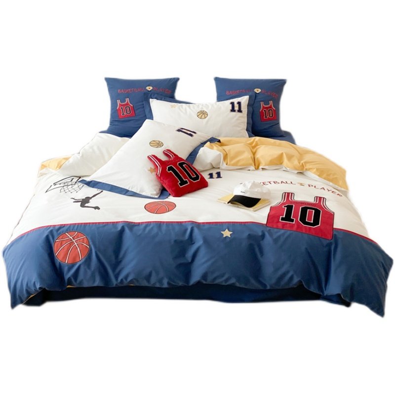 卡通儿童男孩全棉水洗棉四件套纯棉篮球被套宿舍上下铺床笠三件套,淘宝优惠券,粉丝福利购,淘宝优惠卷