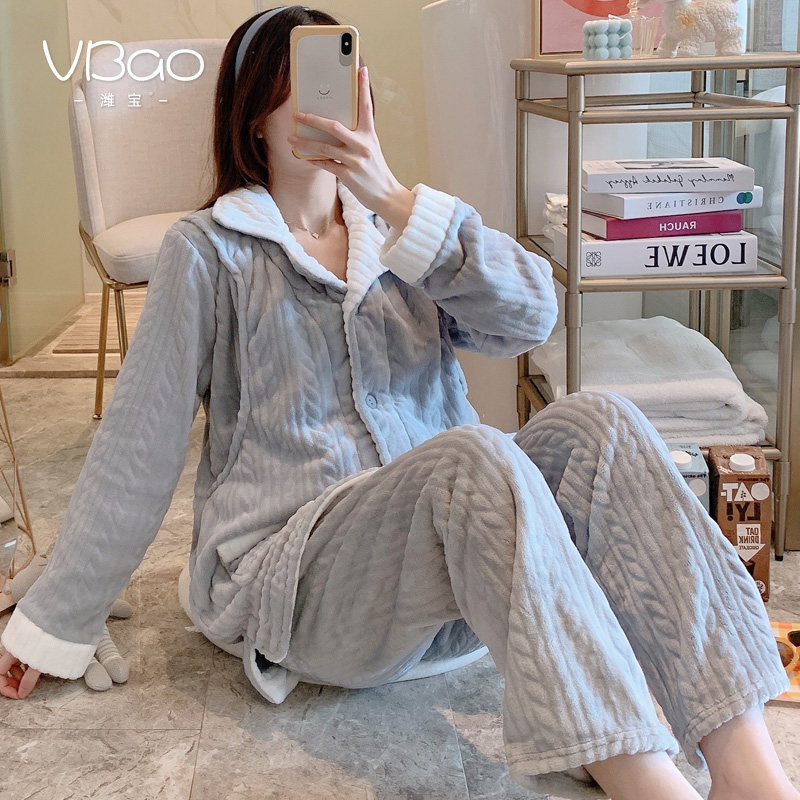 珊瑚绒月子服冬季产后12月份11睡衣 潍宝家居服套装