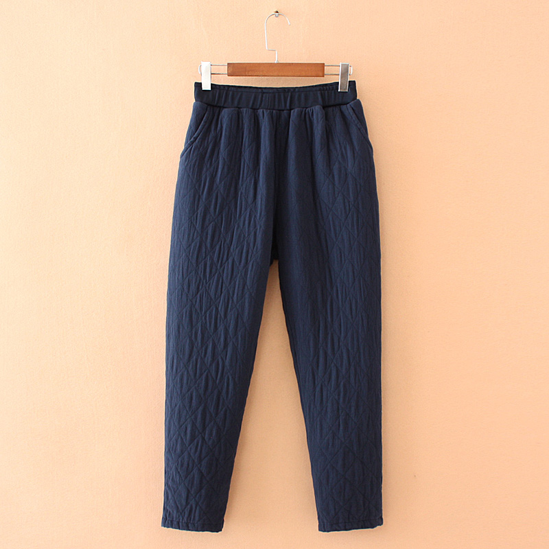 冬季新款大码女装200斤胖妈妈宽松夹棉裤子外穿高腰中老年棉裤女 - 图1