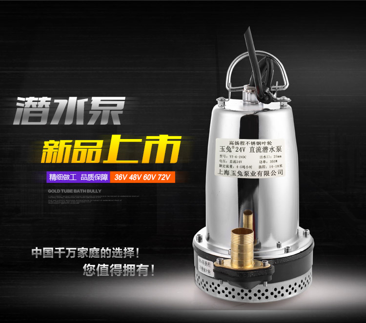 玉兔2寸款12v24v36v48v60v72v96v直流电瓶车潜水泵大流量灌溉农用 - 图1