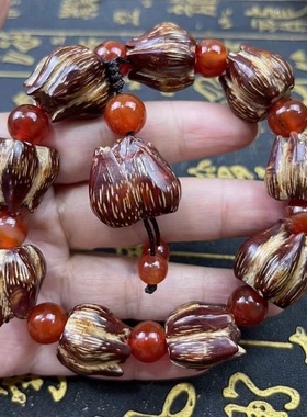 滴血莲花菩提手串滴血莲花菩提子文玩佛珠男女野菠萝念珠手链手持