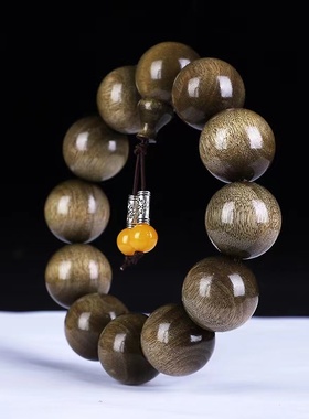 金丝楠木20佛珠手链金丝楠手串阴沉木水波纹男女小叶紫檀木手串