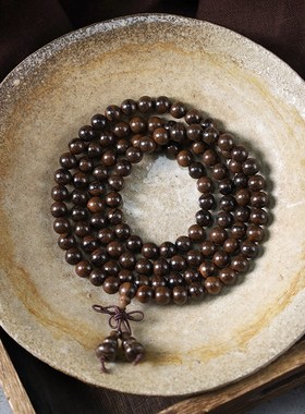 黑柿木沉香多圈念珠手持