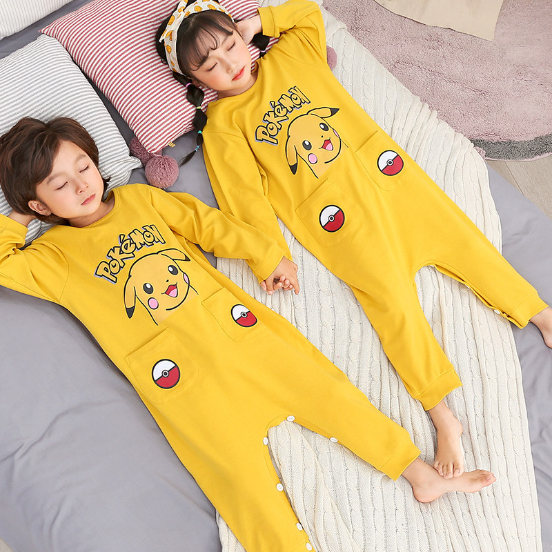 春秋季儿童连体纯棉长袖男童夏睡衣 慧美狐睡衣/家居服套装