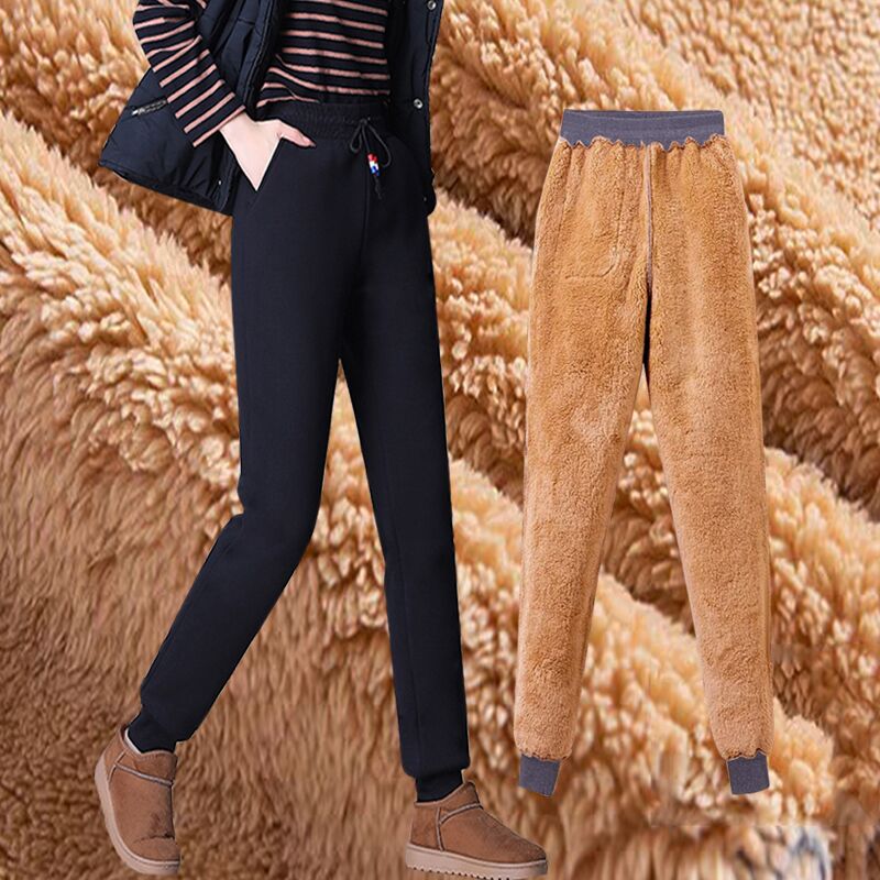加绒秋冬季外穿保暖裤羊羔绒裤子 小虎日记休闲裤