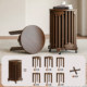 Wooden stool solid wood stool household stacking stool combination round stool living room dining table stool storage Jenga bench storage stool