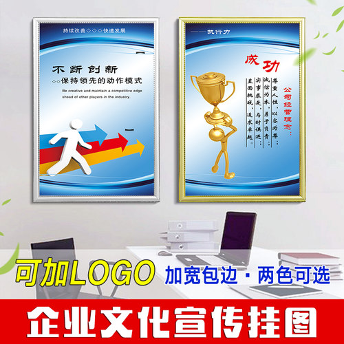 企业文化海报 公司办公室装饰挂画名人名言励志标语墙 会议室海报走廊布置宣传画背景墙展板墙贴挂图个性定制 - 图0