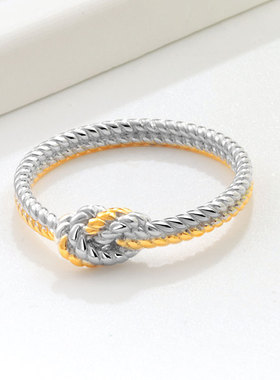 两股绳结扭结结扣戒指女简约时尚欧美风食指环跨境s925纯银