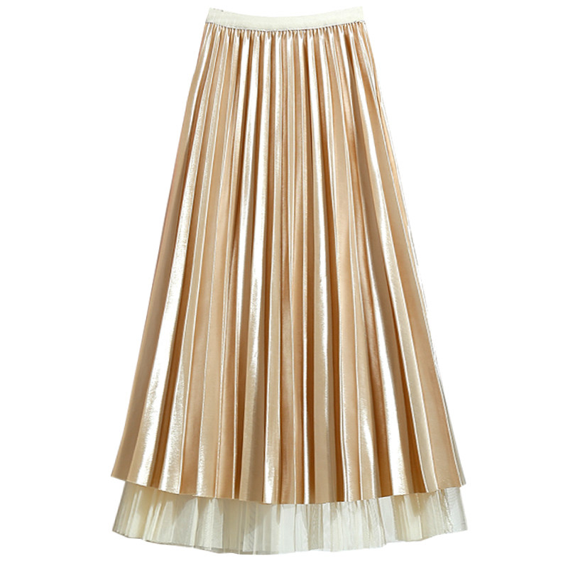 两面穿金丝绒秋冬中长款2021百褶裙 冰心洁半身裙