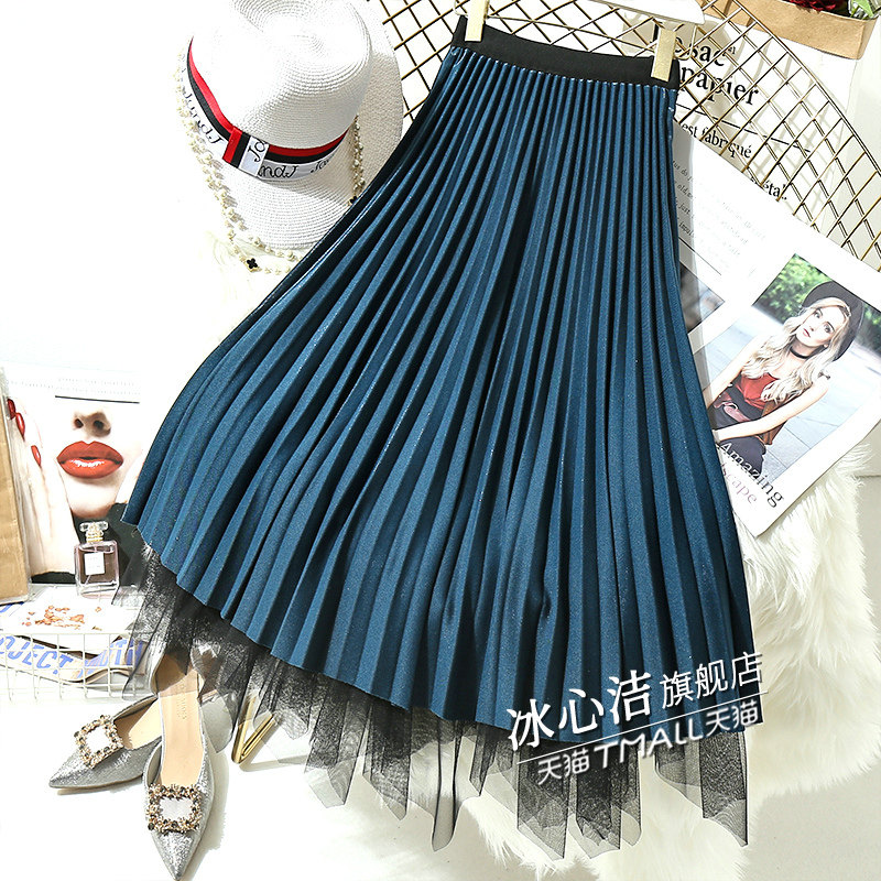 冬季纱裙星空不规则2021冬天半身裙 冰心洁半身裙