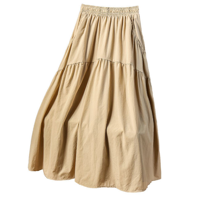 High-quality goods! Drapey casual pocket skirt with large hem