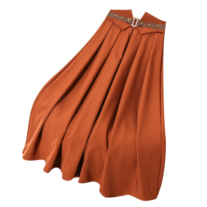 橘色西装高级感春秋2022大摆裙子 冰心洁半身裙
