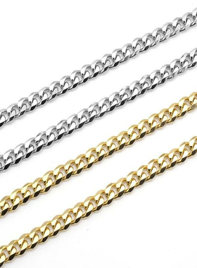 不锈钢六面磨链古巴链嘻哈项链