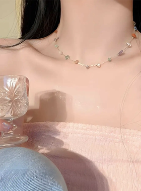 彩色原石项链女2025夏季新品