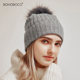 Pure cashmere fur ball hat for women to keep warm in autumn and winter