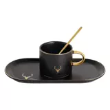 Творческий северный узор с твердым цветом Ceramic Coffee Cup Set Set Cup Cup Set Set Ceramic Mug Настраиваемая