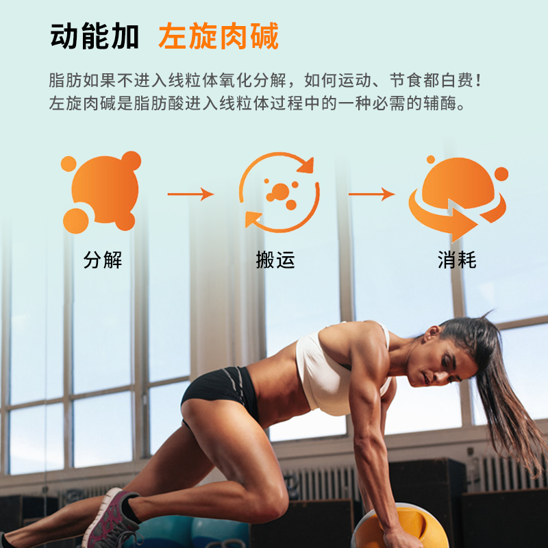 动能加左旋肉碱便携装左旋11000饮料正品运动健身左旋100g*4盒