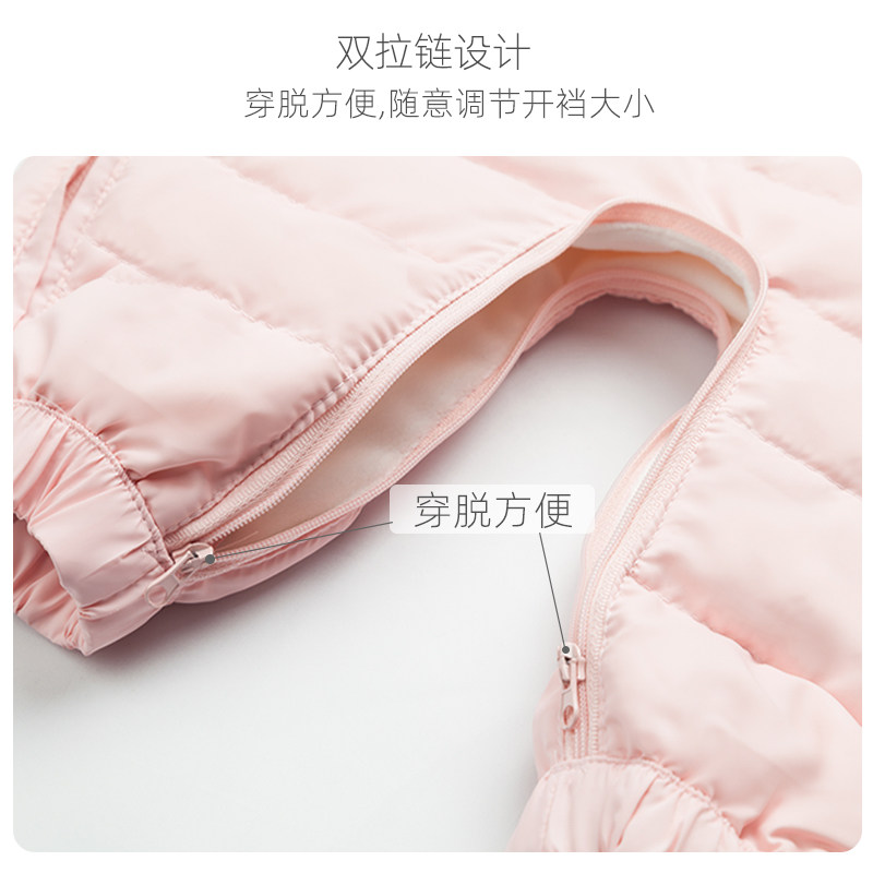 白鸭绒轻薄秋冬新生儿宝宝连体衣 萌恋豆羽绒连体衣