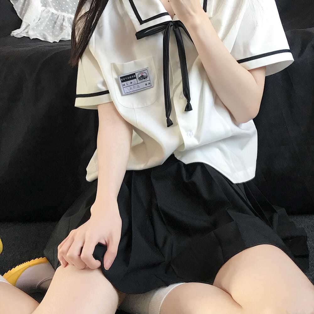 日系jk制服衬衫上衣女短袖夏季学生校供感白衬衣短裙套装上衣班服