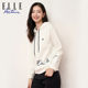 ELLE Active白色连帽卫衣女字母印花运动休闲宽松套头衫长袖上衣