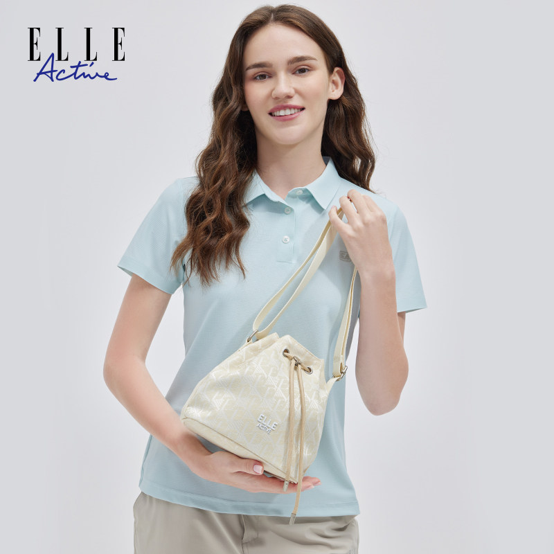 ELLE Active高级感水桶包气质女包时尚印花单肩包蓝色斜挎包百搭,淘宝优惠券,粉丝福利购,淘宝优惠卷