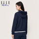 ELLE Active白色连帽卫衣女字母印花运动休闲宽松套头衫长袖上衣