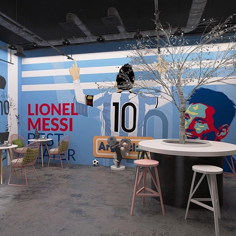 阿根廷世界足球杯背景墙纸10号球衣梅西墙布壁画主题餐厅服装墙纸,淘宝优惠券,粉丝福利购,淘宝优惠卷