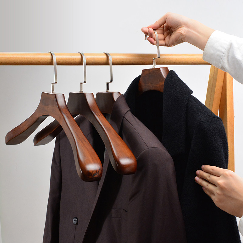服装店西装大衣架家用实木宽肩加厚衣撑复古木架子防滑挂衣架加粗