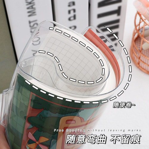 高颜值女孩手账本活页本可拆卸小学生儿童手帐本女生可爱透明软壳方方本网红少女心贴纸方形本方格笔记小本子 - 图2