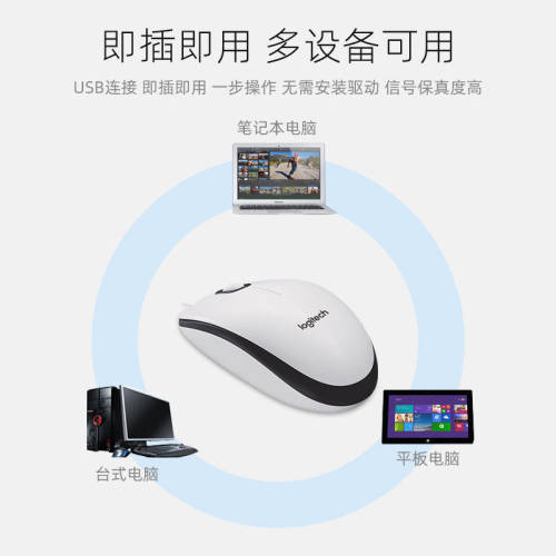 罗技M100R有线办公鼠标即插即用稳定可靠舒适手感左右手通用 - 图0