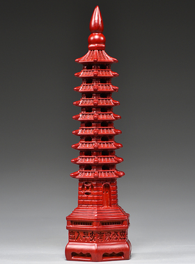 红色纯木质文昌塔九层摆件实木雕刻9层13层办公室装饰红木工艺品