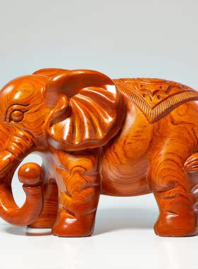 实木大象摆件一对红木小象吉祥物礼品装饰新房客厅电视柜乔迁礼品
