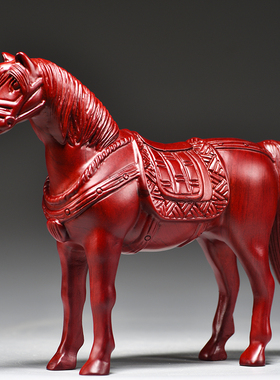 枣红色木马到成功摆件木头雕刻立马十二生肖唐马吉祥物客厅装饰品