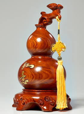 实木雕刻福禄葫芦摆件红木