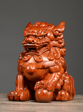 贡匠木祝福中式桌刺史花梨雕狮