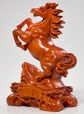 马摆件工艺品实木生肖马客厅酒柜办公室桌面博古书架装饰创意礼品